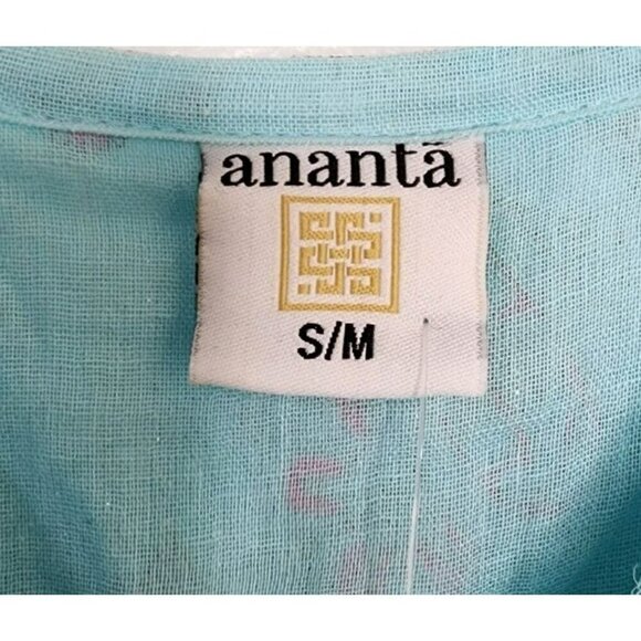 NWT Sz S/M Ananta Made In India 100% Rayon Turquoise Blue Red Paisley Dress Boho - Picture 3 of 7